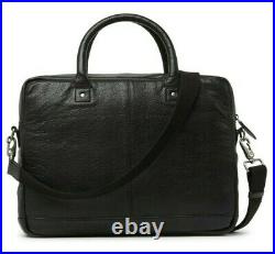 Frye Leather Attache Briefcase Messenger Laptop Tote Work Bag in Black