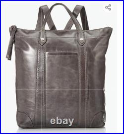 Frye Melissa Zip Backpack leather gray padded laptop top handle work school bag
