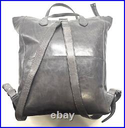 Frye Melissa Zip Backpack leather gray padded laptop top handle work school bag