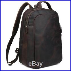 Genuine Leather 14'' Laptop Men Backpack Shoulder Bag Satchel Travel School Bag