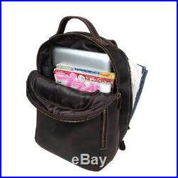 Genuine Leather 14'' Laptop Men Backpack Shoulder Bag Satchel Travel School Bag