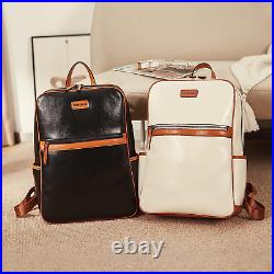 Genuine Leather 15.6 Inch Laptop Backpack for Women Computer Bag College Casual
