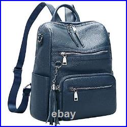 Genuine Leather Backpack Purse For Women Large Shoulder Bag With Laptop Compartm