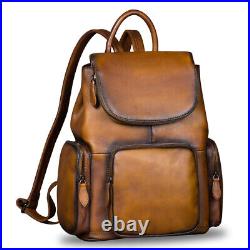 Genuine Leather Backpack for Women Vintage Knapsack Rucksack Bag Purse Laptop