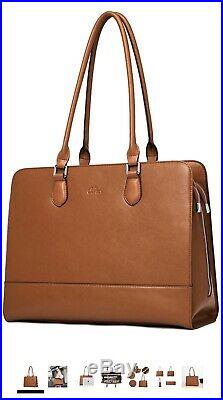 Genuine Leather Briefcase Women 15.6 Inch Laptop Vintage Large Ladies Business