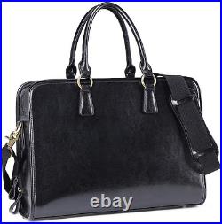 Genuine Leather Briefcase for Women, Large Capacity Laptop Bag with Luggage Tag