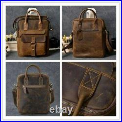 Genuine Leather Men 15 Laptop Briefcase Messenger Shoulder Bag Business Satchel