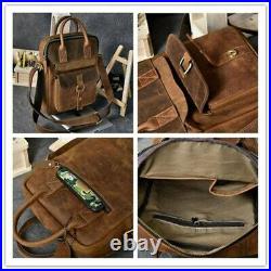 Genuine Leather Men 15 Laptop Briefcase Messenger Shoulder Bag Business Satchel
