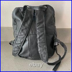 Genuine Leather black backpack laptop bag travel bag