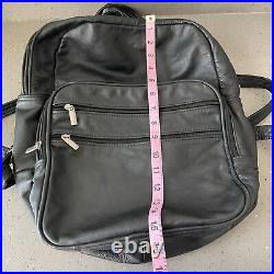 Genuine Leather black backpack laptop bag travel bag