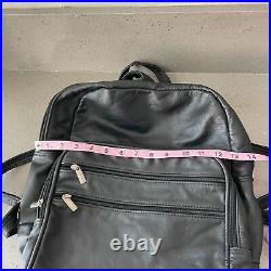 Genuine Leather black backpack laptop bag travel bag