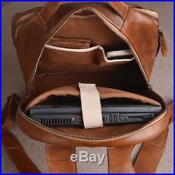 Genuine Tanned Leather Backpack Vintage Travel School Laptop Bag for Men Women