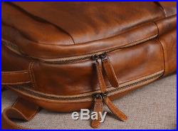 Genuine Tanned Leather Backpack Vintage Travel School Laptop Bag for Men Women