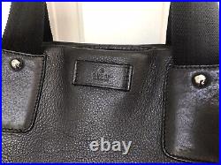 Gucci Black Leather 2 Way Handbag Shoulder Crossbody Laptop Tote Bag