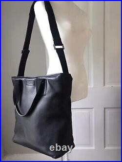 Gucci Black Leather 2 Way Handbag Shoulder Crossbody Laptop Tote Bag