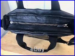 Gucci Black Leather 2 Way Handbag Shoulder Crossbody Laptop Tote Bag