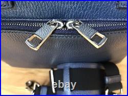 Gucci Navy Blue Leather 2 Way Handbag Shoulder Crossbody Laptop Work Tote Bag