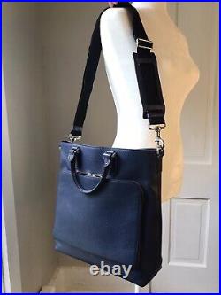 Gucci Navy Blue Leather 2 Way Handbag Shoulder Crossbody Laptop Work Tote Bag