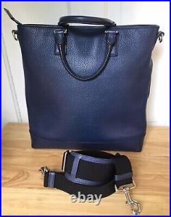 Gucci Navy Blue Leather 2 Way Handbag Shoulder Crossbody Laptop Work Tote Bag