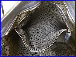 Gucci Navy Blue Leather 2 Way Handbag Shoulder Crossbody Laptop Work Tote Bag