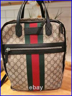 Gucci Sherry Line Travel Backpack Laptop Top Handle Canvas Bag New