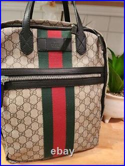 Gucci Sherry Line Travel Backpack Laptop Top Handle Canvas Bag New