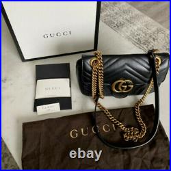 Gucci Small Marmont Black Matelasse Shoulder Bag For Woman BACK