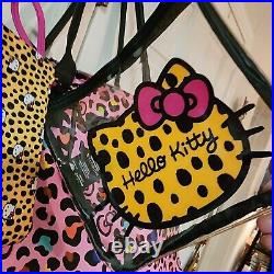 HELLO KITTY Leopard Travel Tote Bag 3 pc Set Large Pink Multi-color Rare NWT