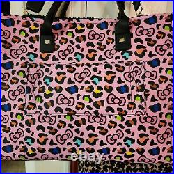 HELLO KITTY Leopard Travel Tote Bag 3 pc Set Large Pink Multi-color Rare NWT