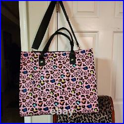 HELLO KITTY Leopard Travel Tote Bag 3 pc Set Large Pink Multi-color Rare NWT