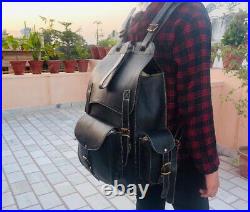 Handmade 18 Large Backpack Genuine Vintage Leather Laptop Rucksack Travel Bag