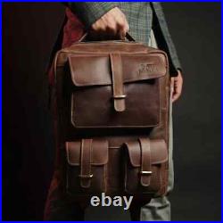 Handmade Premium Quality Leather Laptop Backpack with Spacious Compartments