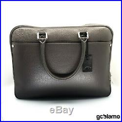 Handmade brand new shoulder bag gray genuine leather briefcase silver zipper