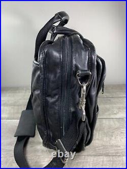 Hartmann Luggage Black Leather Shoulder Bag Laptop School Briefcase Messenger