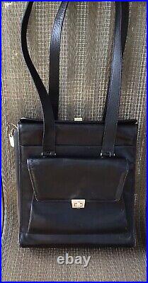 Hartmann Vintage Black Leather Laptop Business Case Tote Bag