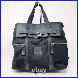 Henri Bendel Jetsetter Top Handle Travel Backpack Purse Laptop Bag Petrol Black