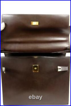 Hermes Havana Brown Box Leather Kelly Depeche Attache Briefcase 38 234199
