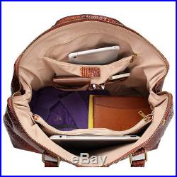 J. M. D Womens Real Leather Handbags Brown Travel Crocodile Pattern Tote Bag Purse