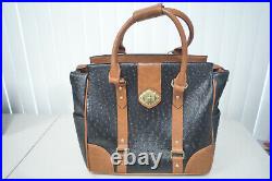 JKM & Company Faux Ostrich Laptop Tablet Carryall Briefcase Rolling Tote Bag