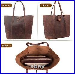 Jack&Chris Premium Leather Tote Bag, Vintage 15Laptop Bag, Large Shoulder Purse