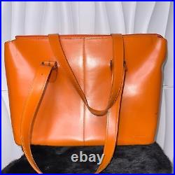 Jack Georges Orange Leather Oversized Laptop Bag