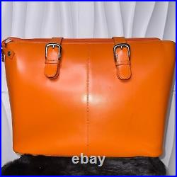 Jack Georges Orange Leather Oversized Laptop Bag