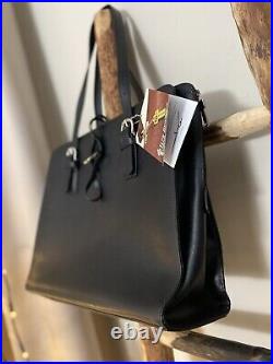 Jack Georges Women's Black Saffiano Leather Work Tote Laptop Office Purse Bag