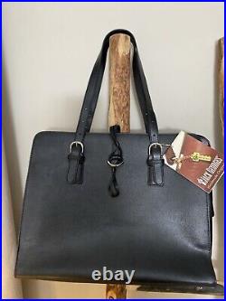 Jack Georges Women's Black Saffiano Leather Work Tote Laptop Office Purse Bag