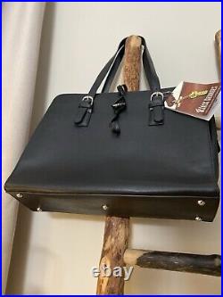 Jack Georges Women's Black Saffiano Leather Work Tote Laptop Office Purse Bag