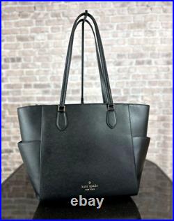 KATE SPADE MADISON LEATHER LARGE LAPTOP TOTE SHOULDER BAG PURSE $479 Black