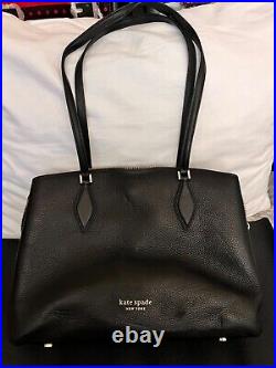 KATE SPADE New York Women Leather Large Black Laptop Shoulder Bag