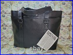 KENNETH COLE REACTION Downtown Darling Black Leather Laptop Tote Bag NWD