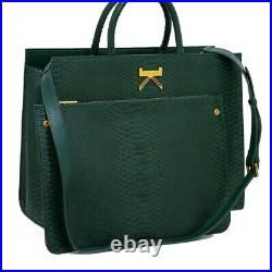 KLASSICKLOTH BOUID 34 Laptop Bag Dark Green Leather Removable Clutch AUTHENTIC