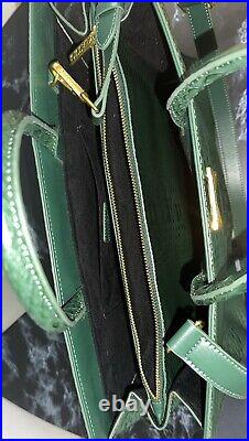 KLASSICKLOTH BOUID 34 Laptop Bag Dark Green Leather Removable Clutch AUTHENTIC